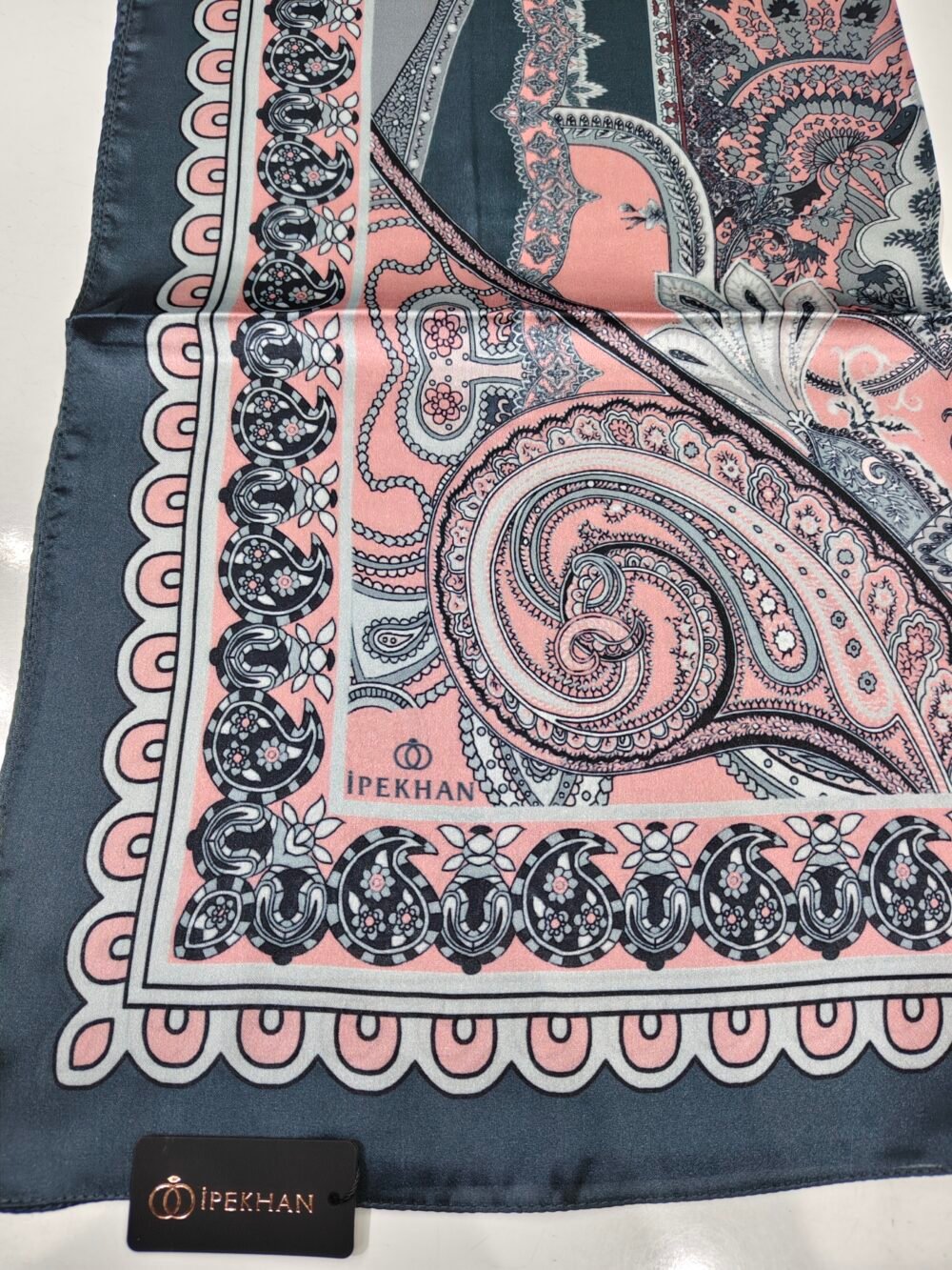 Antrasit Pembe Hint Vual İpek Şal