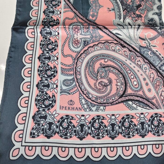 Antrasit Pembe Hint Vual İpek Şal